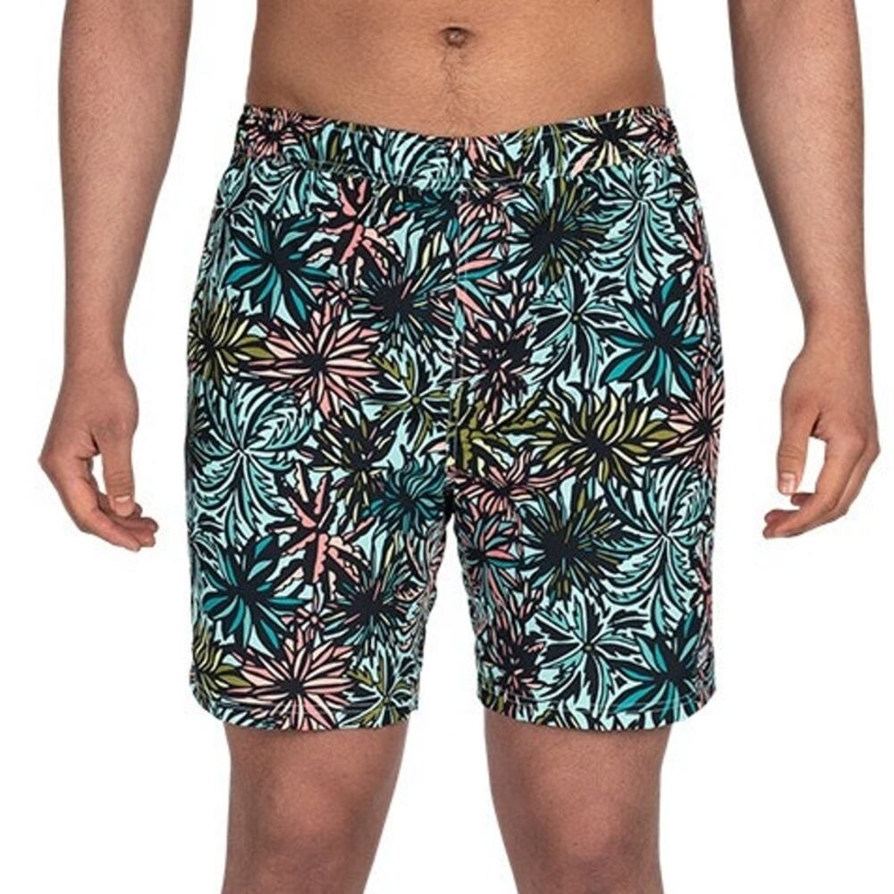 SAXX Go Coastal Swim Trunks Volley Shorts Black Tropical Quick Dry XXL NWT